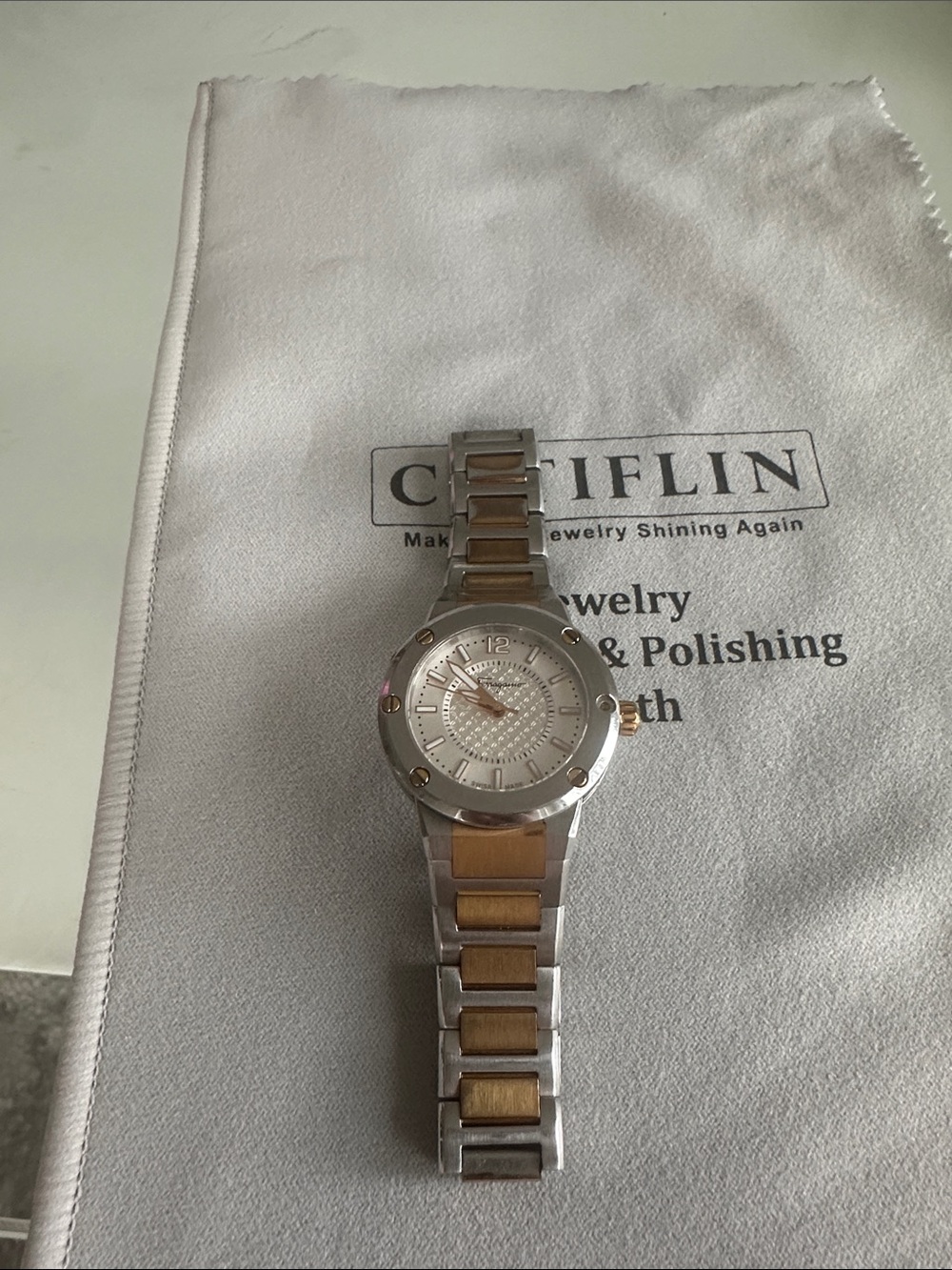 Two-Tone Stainless Steel Watch with Gold Accents